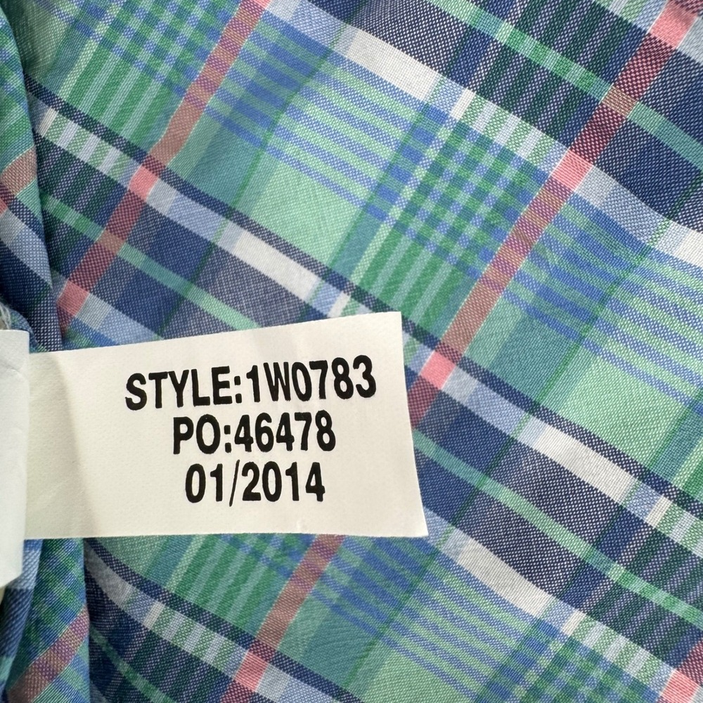 Vineyard Vines Harbor Shirt Medium Green Blue Plaid Vented Fishing Lightweight - Picture 9 of 9